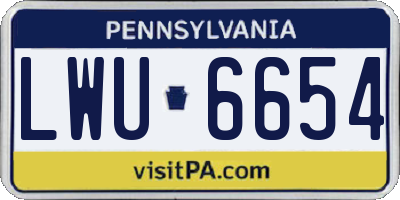 PA license plate LWU6654