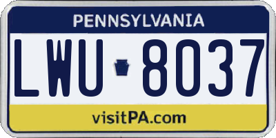 PA license plate LWU8037