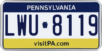 PA license plate LWU8119