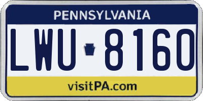 PA license plate LWU8160