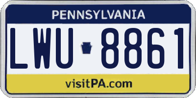 PA license plate LWU8861