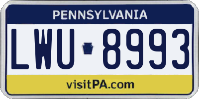 PA license plate LWU8993