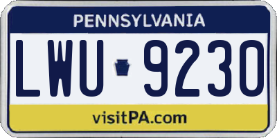 PA license plate LWU9230