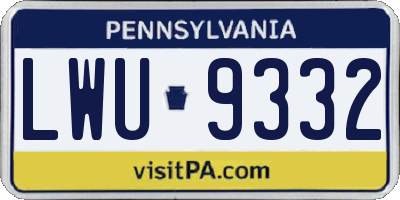 PA license plate LWU9332