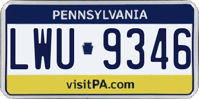 PA license plate LWU9346