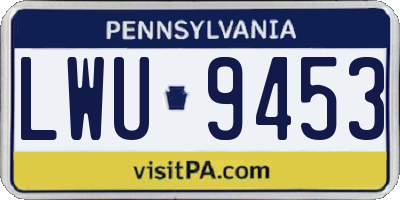 PA license plate LWU9453
