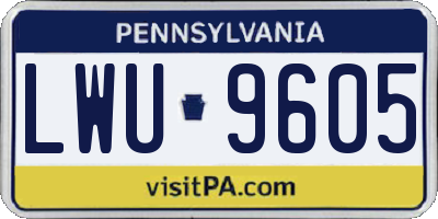 PA license plate LWU9605