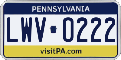 PA license plate LWV0222