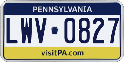 PA license plate LWV0827