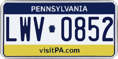 PA license plate LWV0852