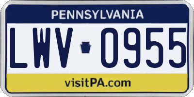 PA license plate LWV0955