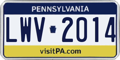 PA license plate LWV2014