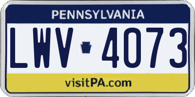 PA license plate LWV4073