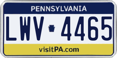 PA license plate LWV4465