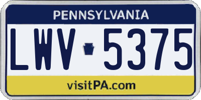 PA license plate LWV5375