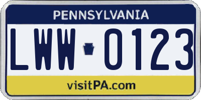 PA license plate LWW0123