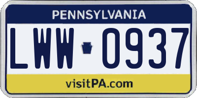 PA license plate LWW0937