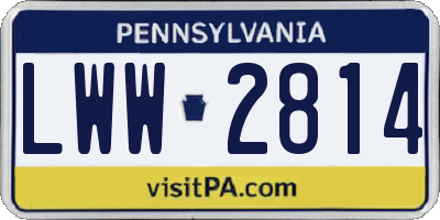 PA license plate LWW2814