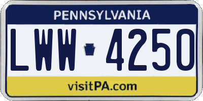 PA license plate LWW4250