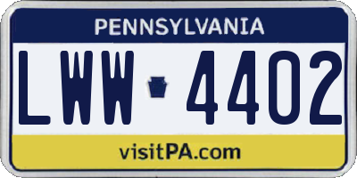 PA license plate LWW4402