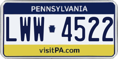 PA license plate LWW4522