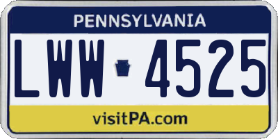 PA license plate LWW4525
