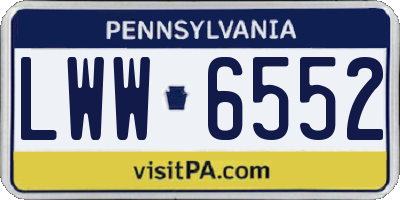 PA license plate LWW6552