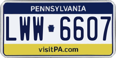 PA license plate LWW6607