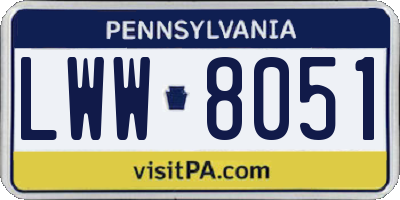 PA license plate LWW8051