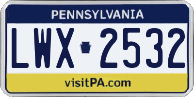 PA license plate LWX2532