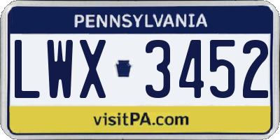 PA license plate LWX3452