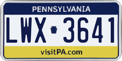 PA license plate LWX3641