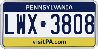 PA license plate LWX3808