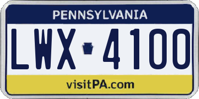 PA license plate LWX4100