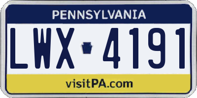 PA license plate LWX4191