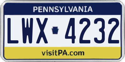 PA license plate LWX4232