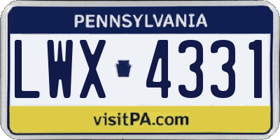 PA license plate LWX4331