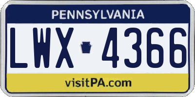 PA license plate LWX4366