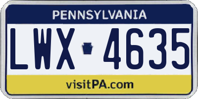 PA license plate LWX4635