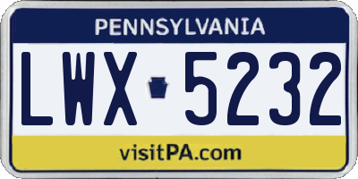 PA license plate LWX5232