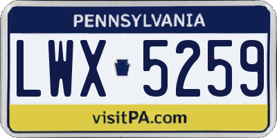 PA license plate LWX5259