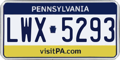 PA license plate LWX5293