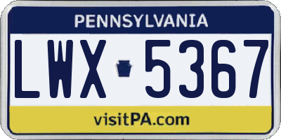 PA license plate LWX5367