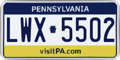 PA license plate LWX5502