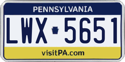 PA license plate LWX5651