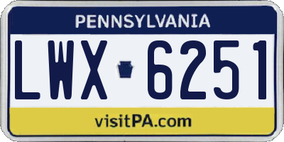 PA license plate LWX6251