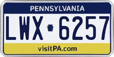 PA license plate LWX6257