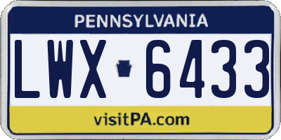 PA license plate LWX6433
