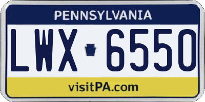 PA license plate LWX6550