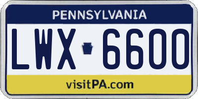 PA license plate LWX6600